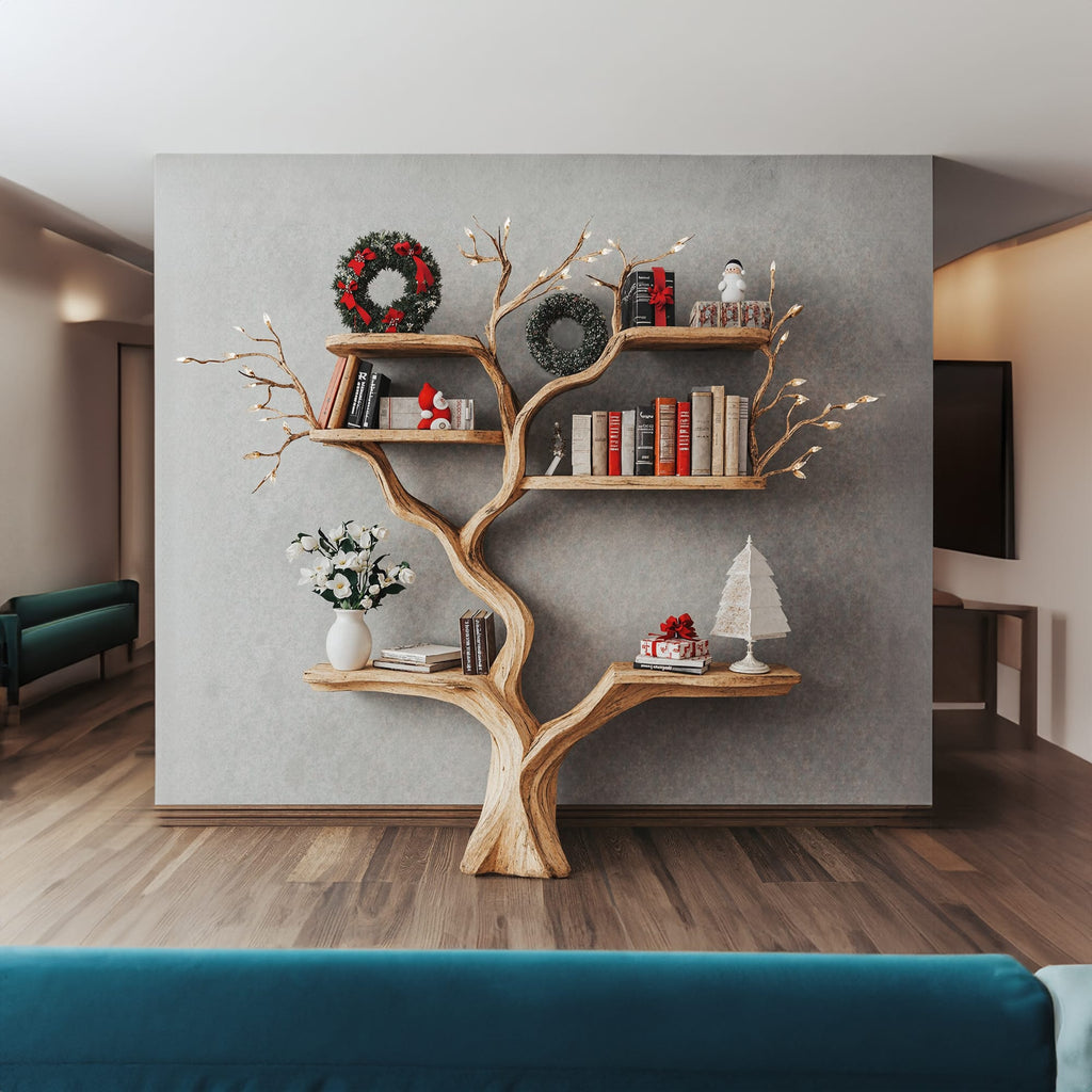Tree Bookshelf Decor Driftwood Shelf Floating Bookshelf, solid wood, built to order