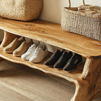 Handmade Hallway Bench Shoe Rack, solid wood, built to order