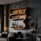 Customizable Wood Wine Bar Shelf, solid wood, built to order