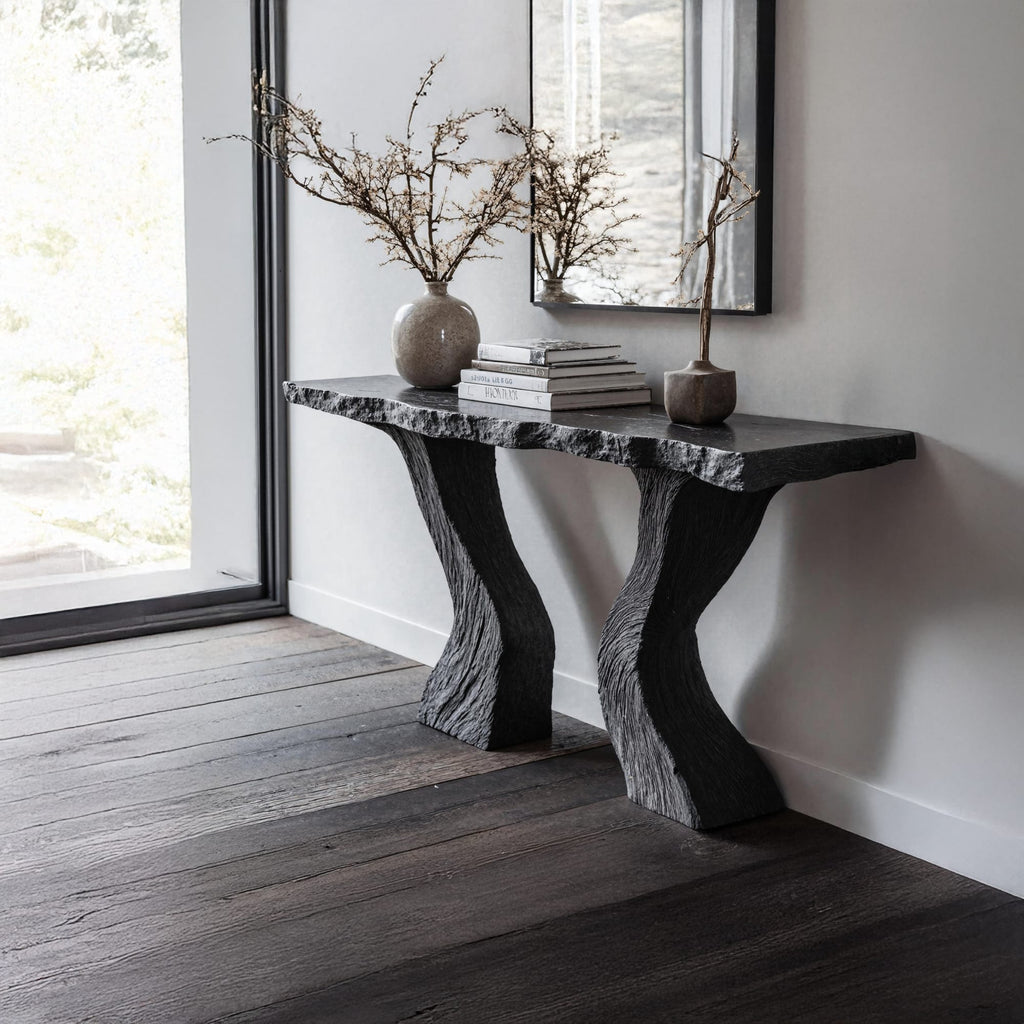 Handcrafted Black Console Table, solid wood, built to order