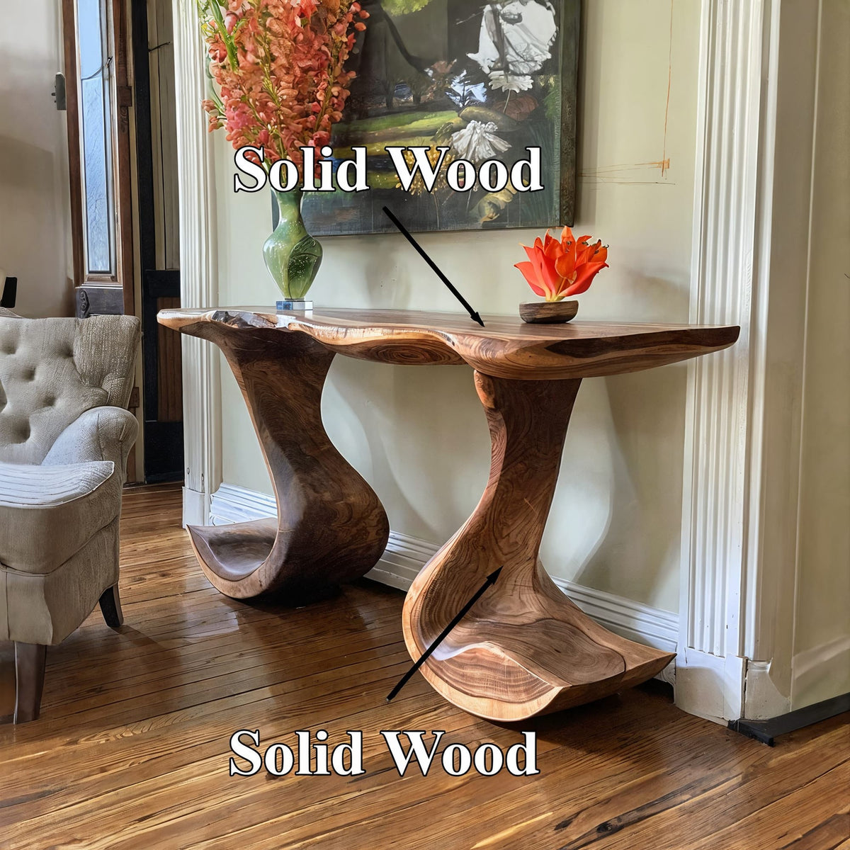 Handcraft Rustic Console Table, solid wood, built to order