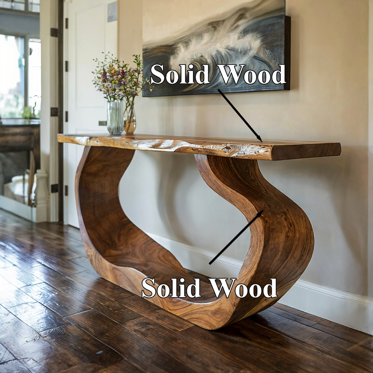 Handcraft Entryway Table Decor, solid wood, built to order