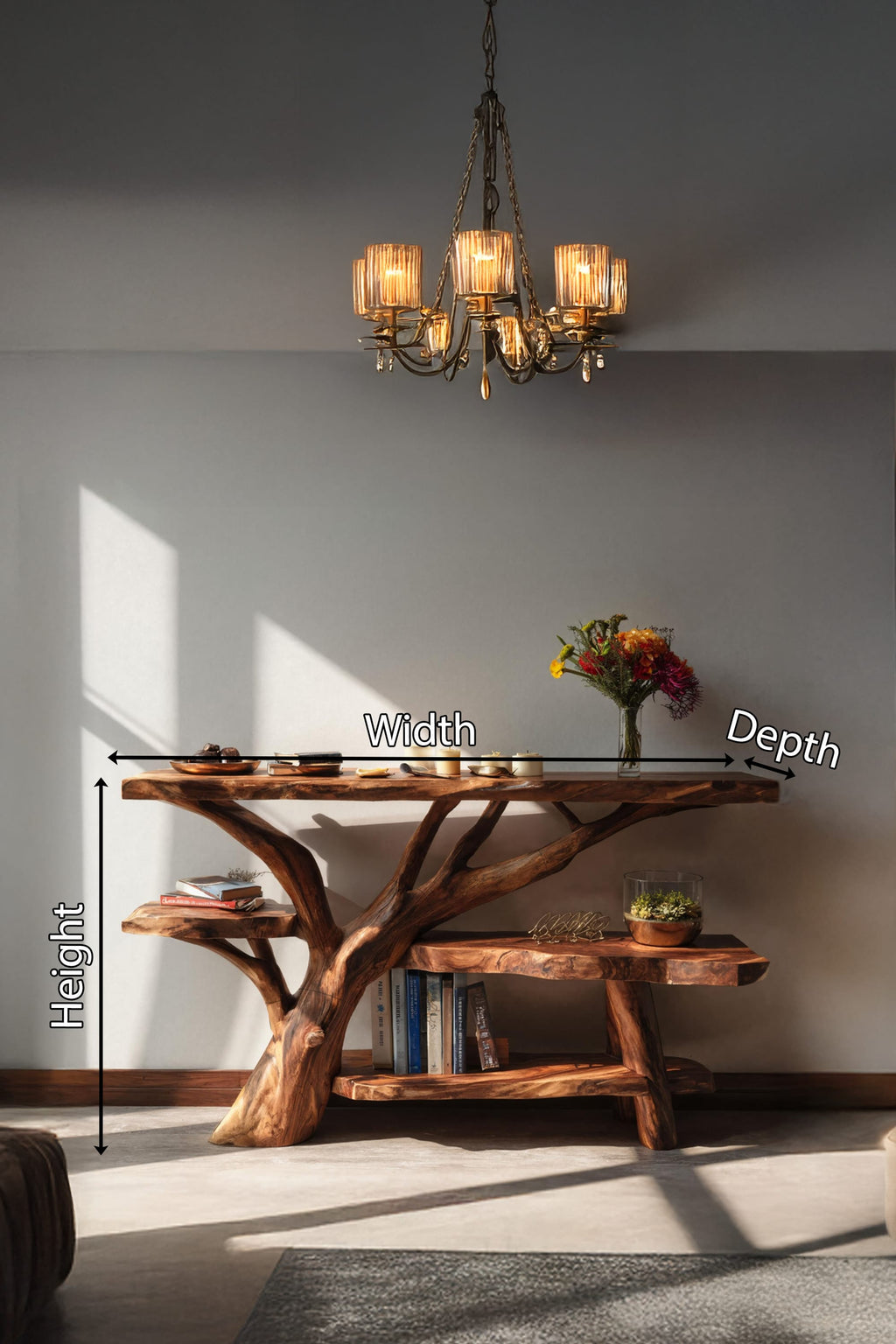 Live Edge Solid Accent Console Table