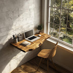 Mid Century Solid Floating Desk for Smart Furniture Arrangement, solid wood, built to order