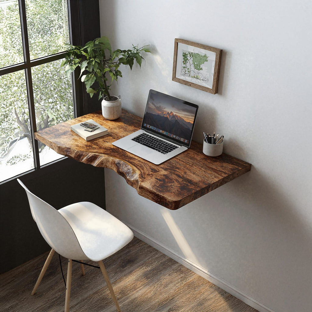 Mid Century Solid Floating Desk, solid wood, built to order