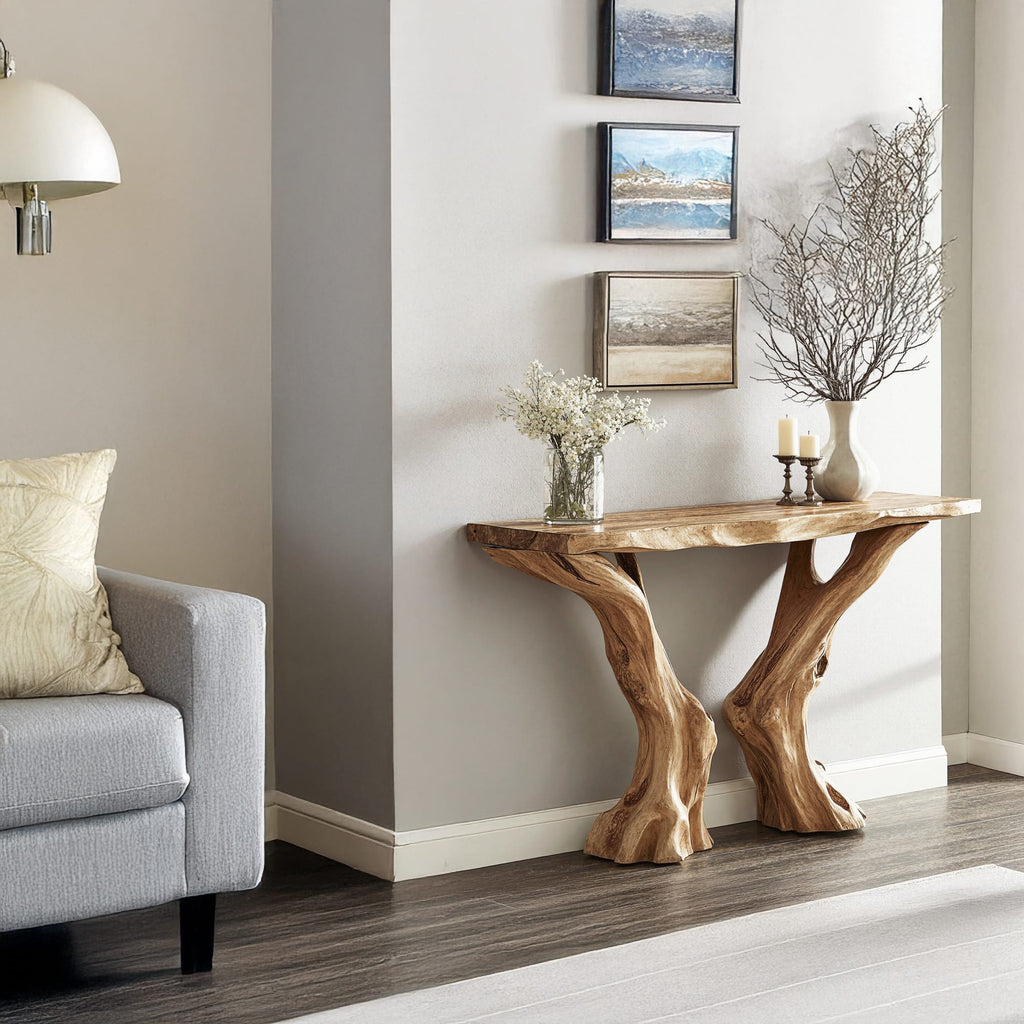 Live Edge Rustic Console Table, solid wood, built to order