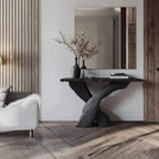 Mid-century Modern Black Console Table, solid wood, built to order
