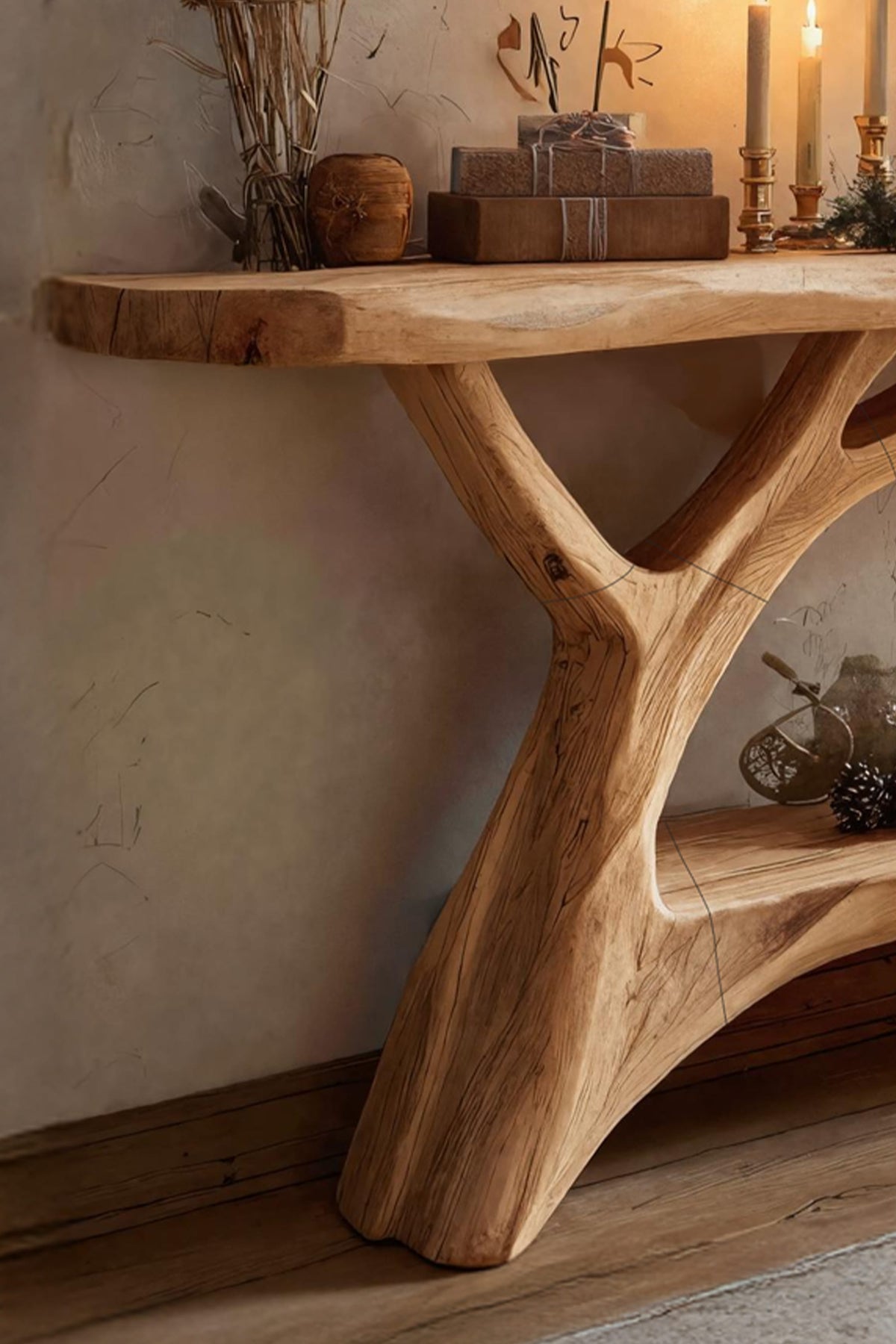 Solid Retro Mid Century Console Table