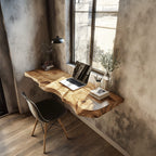 Mid Century Solid Floating Desk, solid wood, built to order