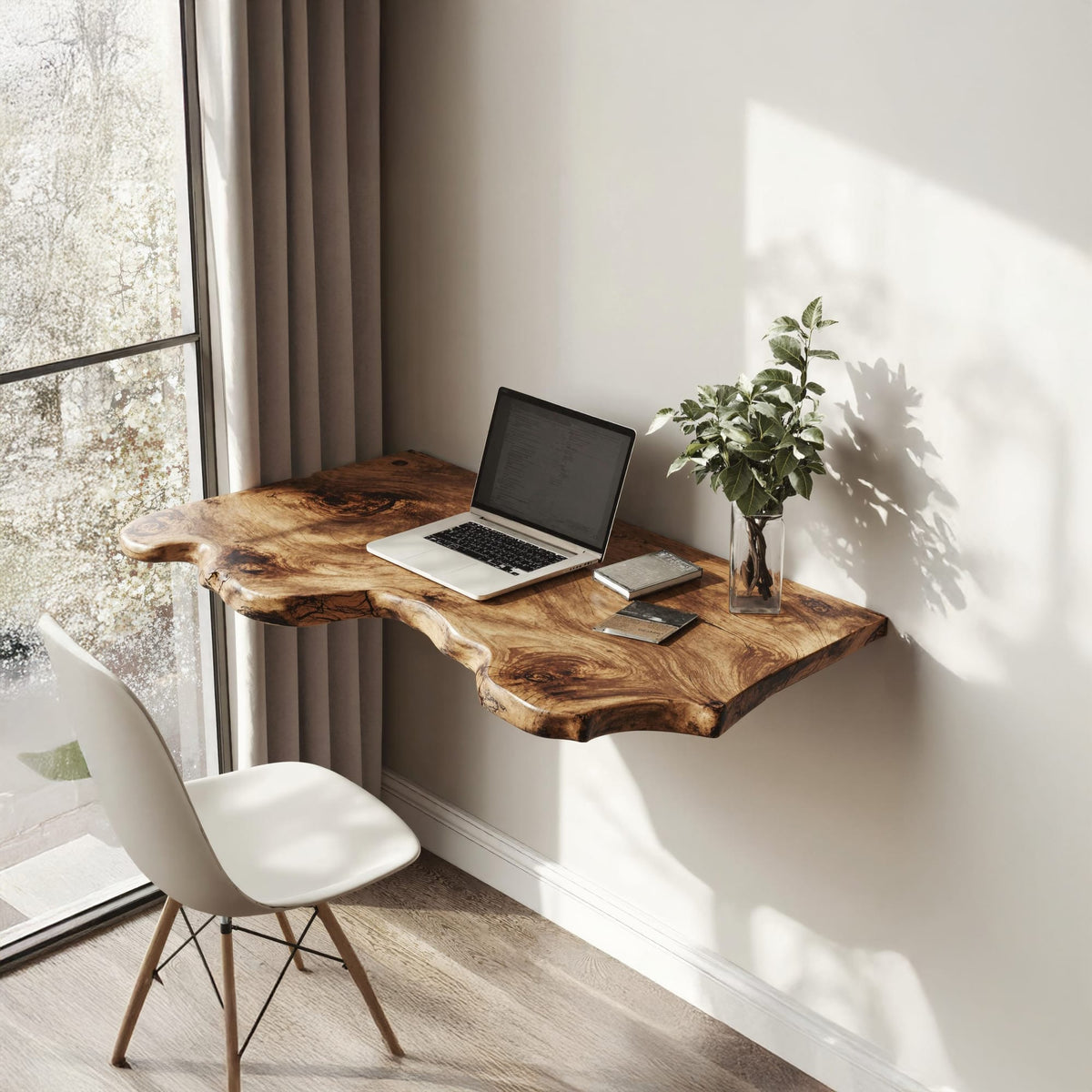 Farmhouse Floating Desk, solid wood, built to order