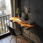 Mid Century Solid Floating Desk, solid wood, built to order