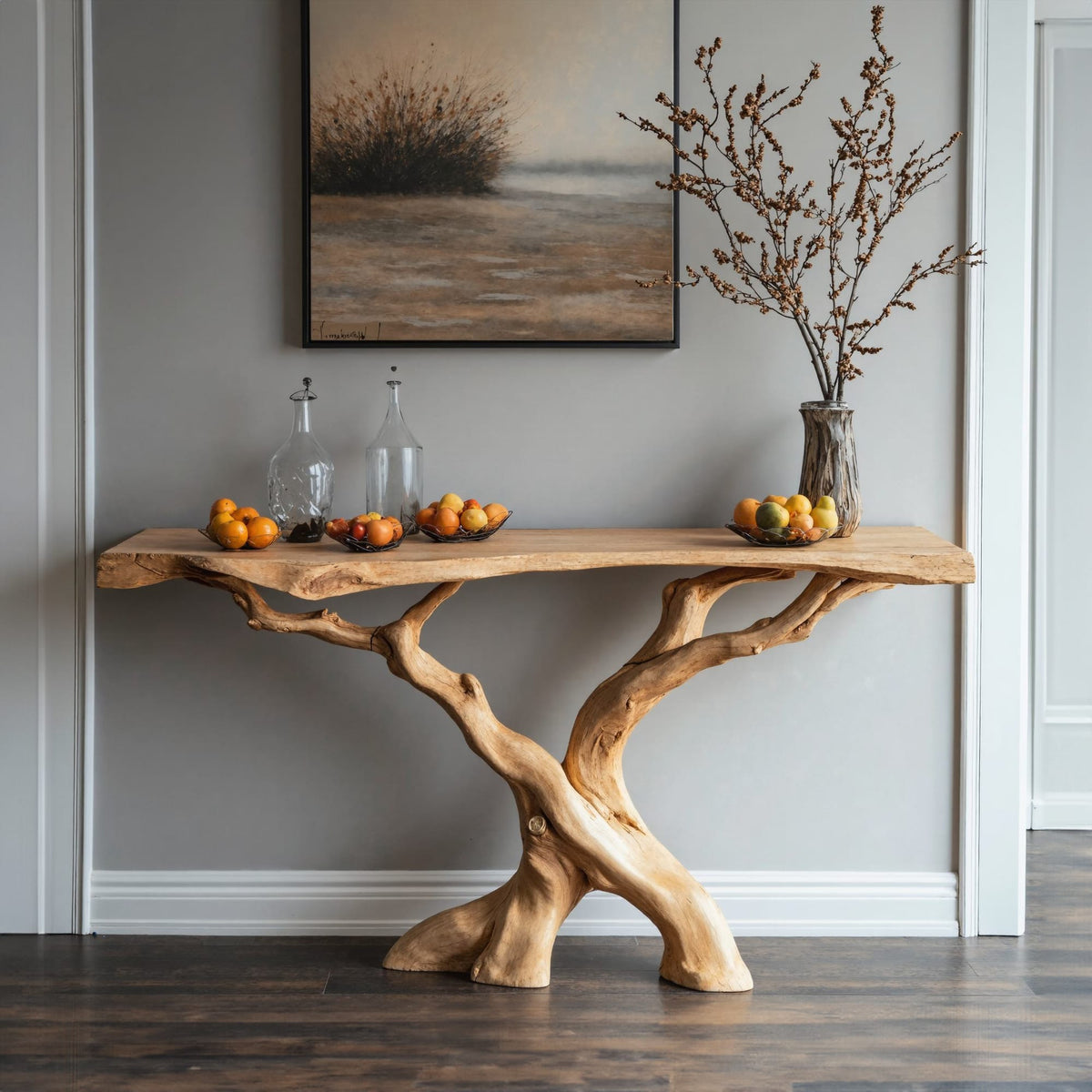 Floating Edge Entry Console Table Handcrafted, solid wood, built to order