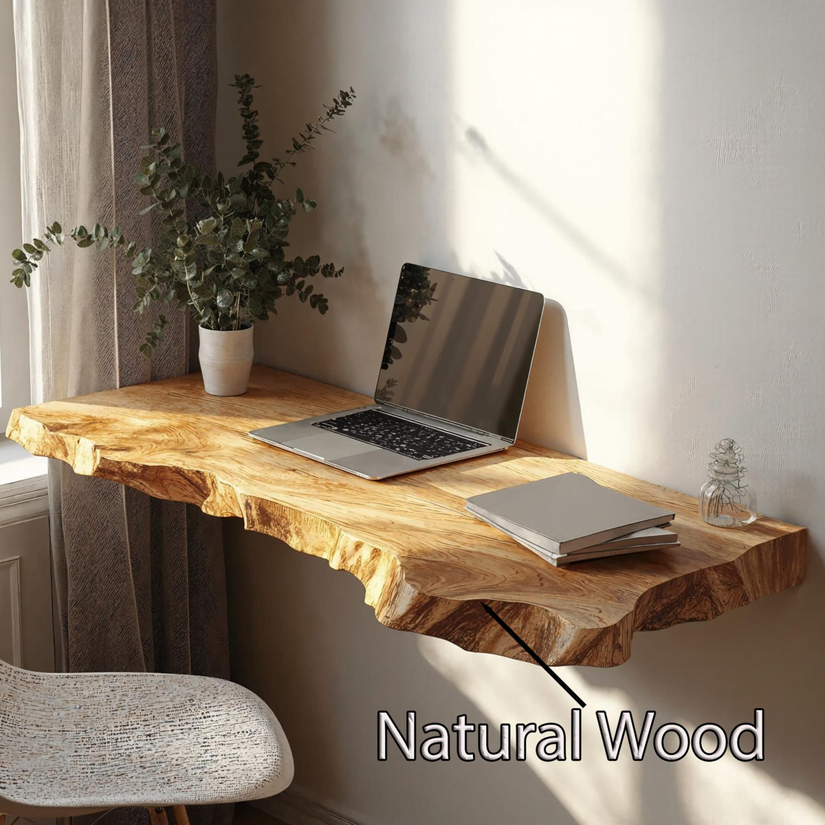 Farmhouse Floating Desk, solid wood, built to order