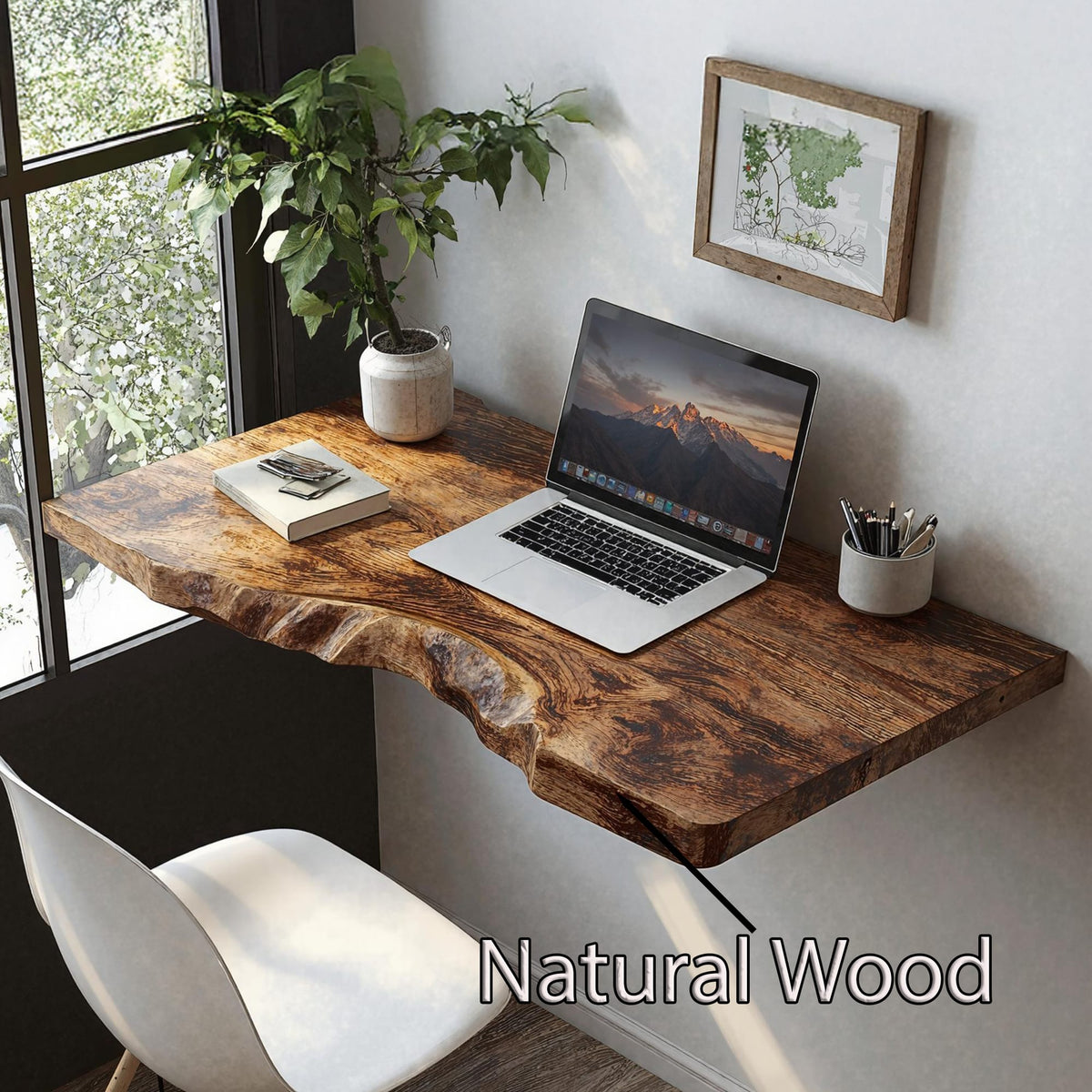 Mid Century Solid Floating Desk, solid wood, built to order