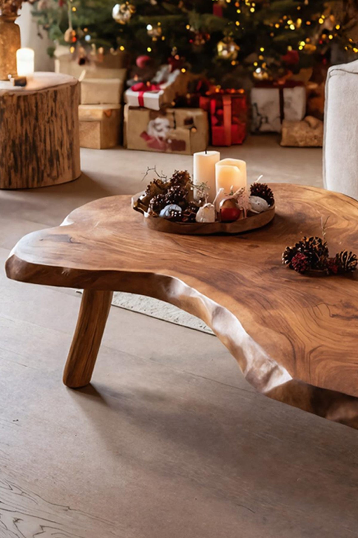 Live Edge Slab Modern Coffee Table