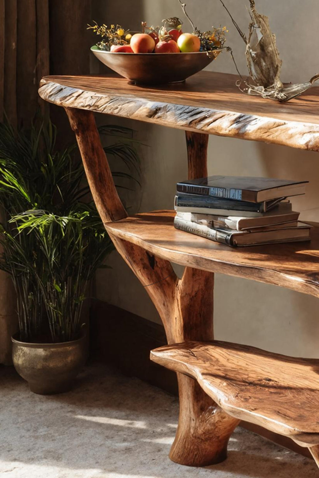 Live Edge Solid Slab Console Table