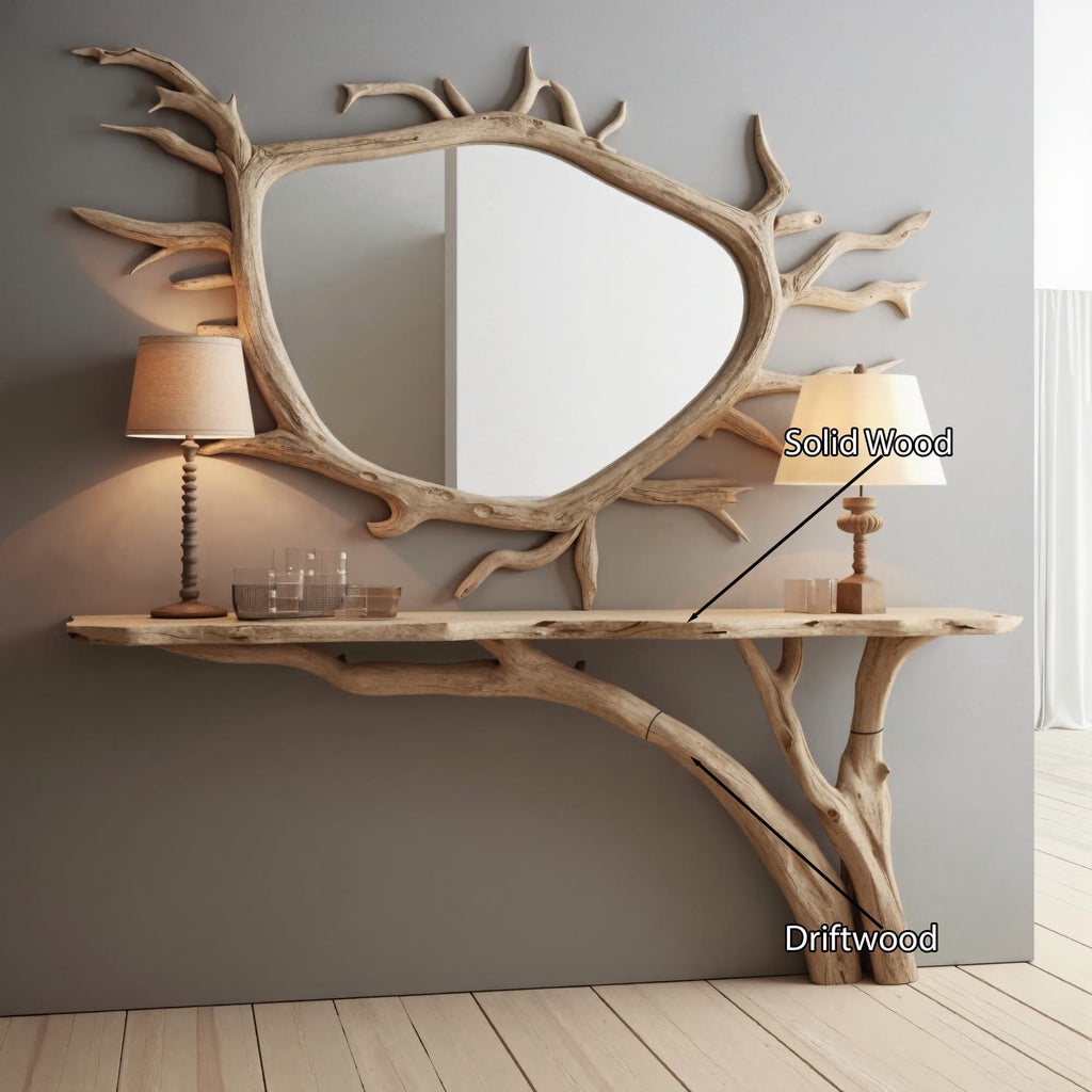 Curved Edge Console Table Handcrafted Entry Table, solid wood, built to order