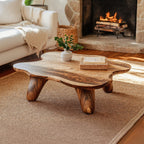 Curved Wood Coffee Table Low Coffee Table, solid wood, built to order