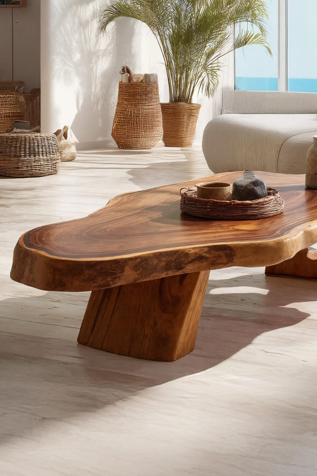 Live Edge Trunk Modern Coffee Table