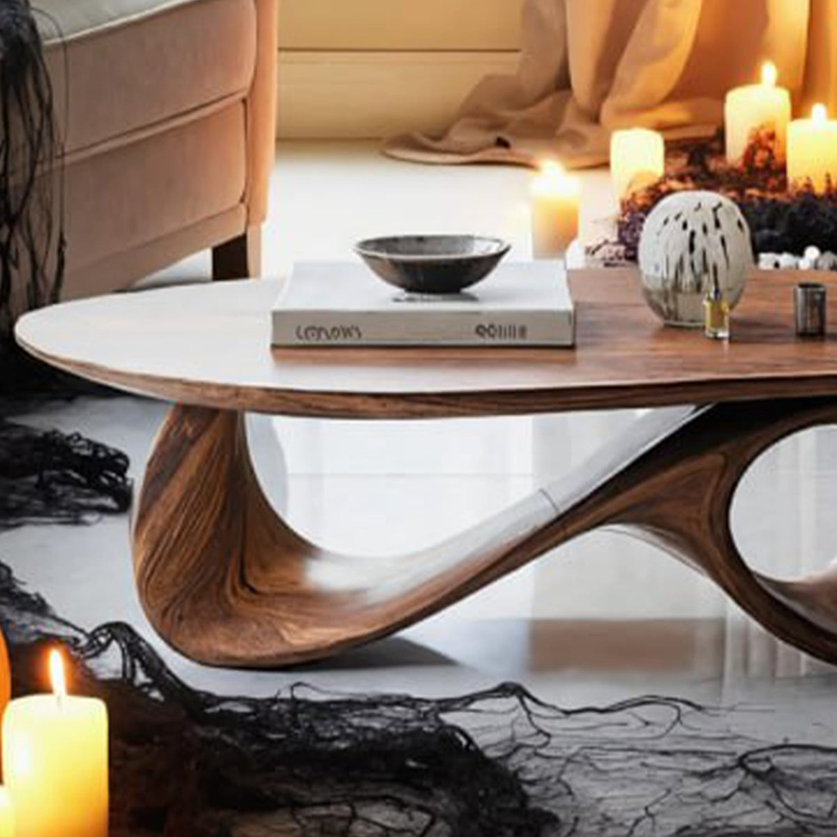 Live Edge Slab Mid Century Coffee Table