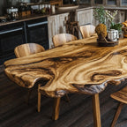 Farmhouse Curved Edge Dining Table for Family Dinners, solid wood, built to order