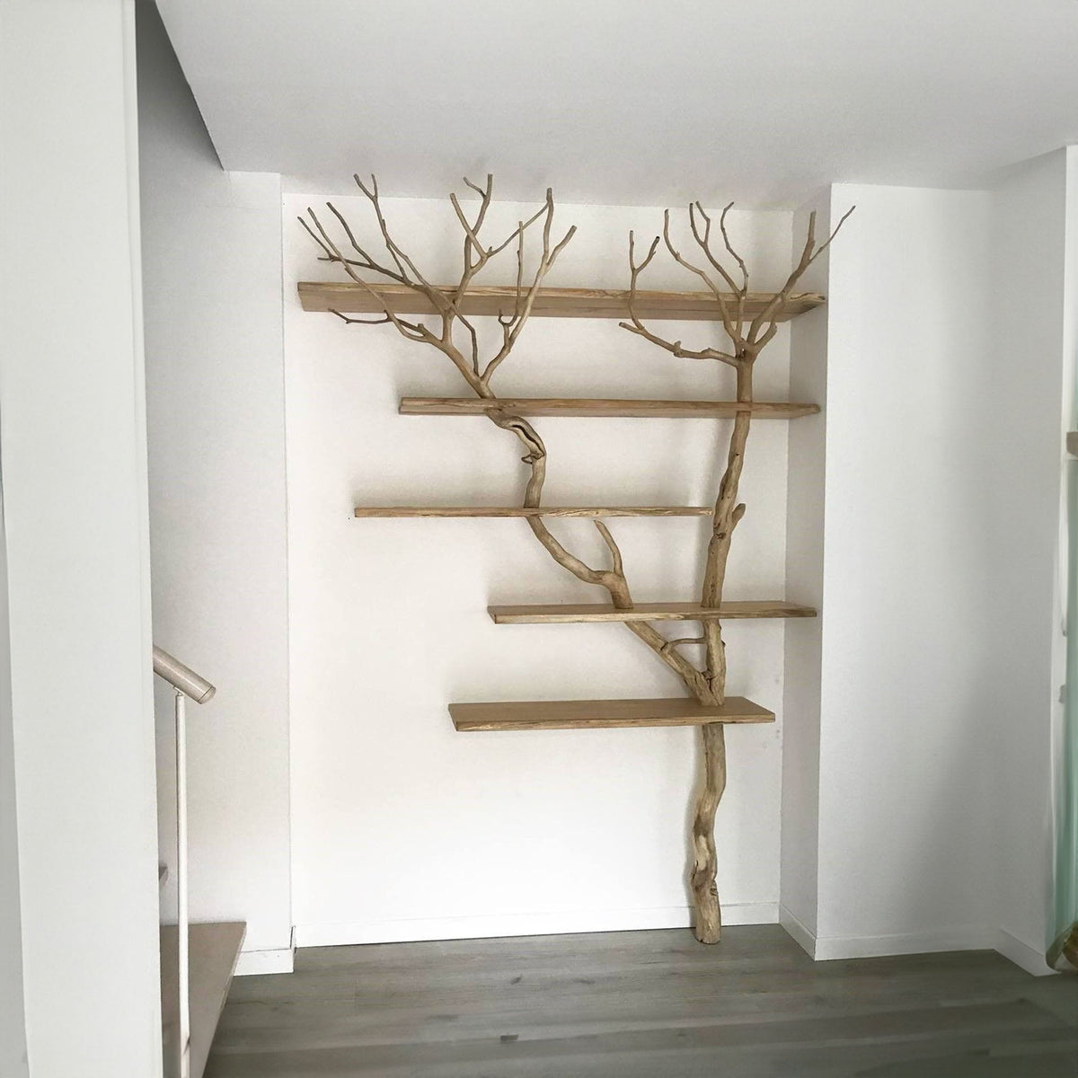 Tree Branch Floating Corner Shelf Solid for Book Lover Gift, solid wood, built to order