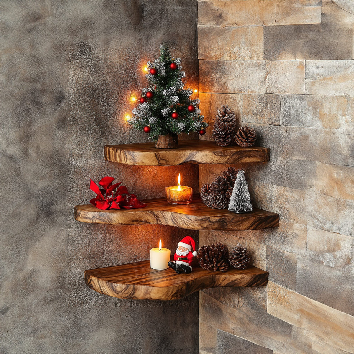 Floating Corner Wall Shelves Small Floating Shelf, solid wood, built to order