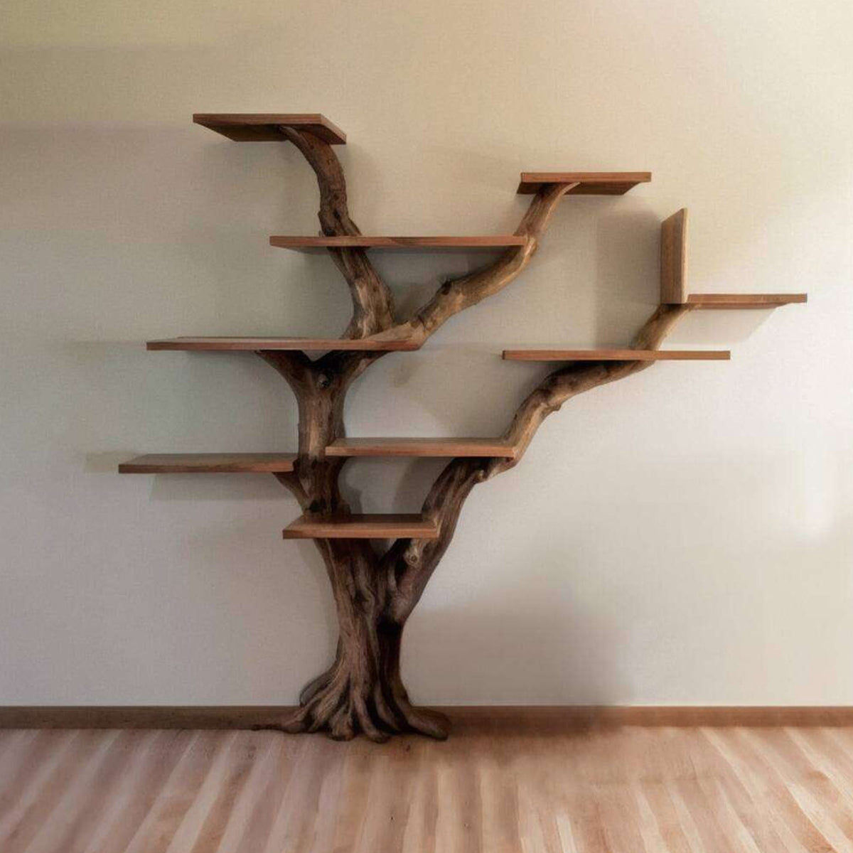 Tree Bookshelf Decor Solid Floating Shelf, solid wood, built to order