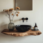 Handcrafted Live Edge Bathroom Vanity Shelf, solid wood, built to order