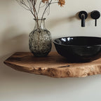 Handcrafted Live Edge Bathroom Vanity Shelf, solid wood, built to order