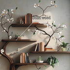 Tree Branch Bookcase Wall Mount Live Edge Shelf Decor Home, solid wood, built to order