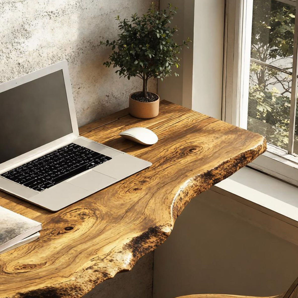 Mid Century Solid Floating Desk for Smart Furniture Arrangement, solid wood, built to order