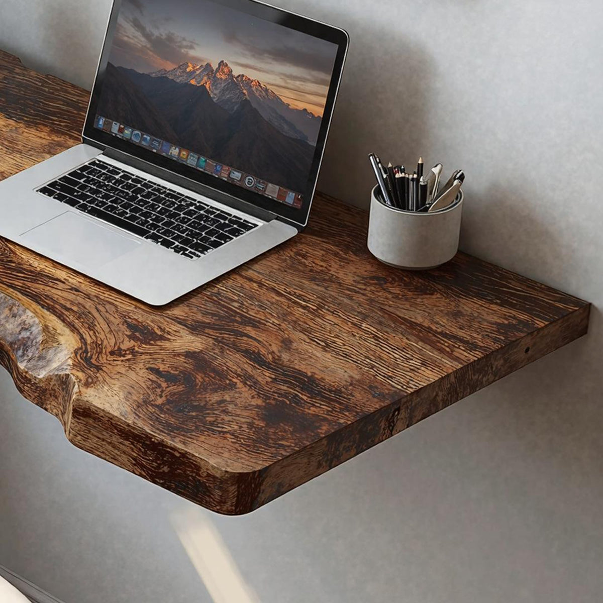 Mid Century Solid Floating Desk, solid wood, built to order