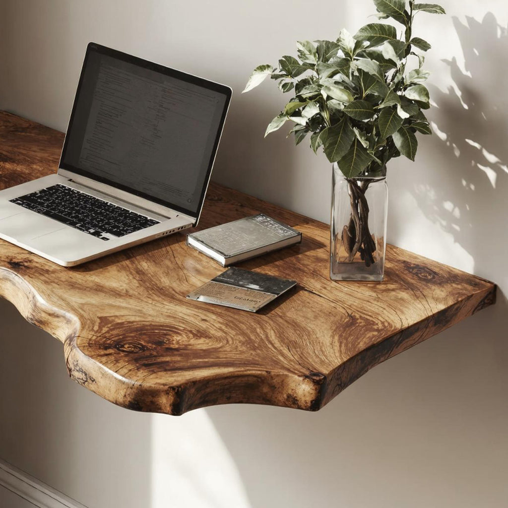 Farmhouse Floating Desk, solid wood, built to order
