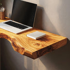 Mid Century Solid Floating Desk, solid wood, built to order