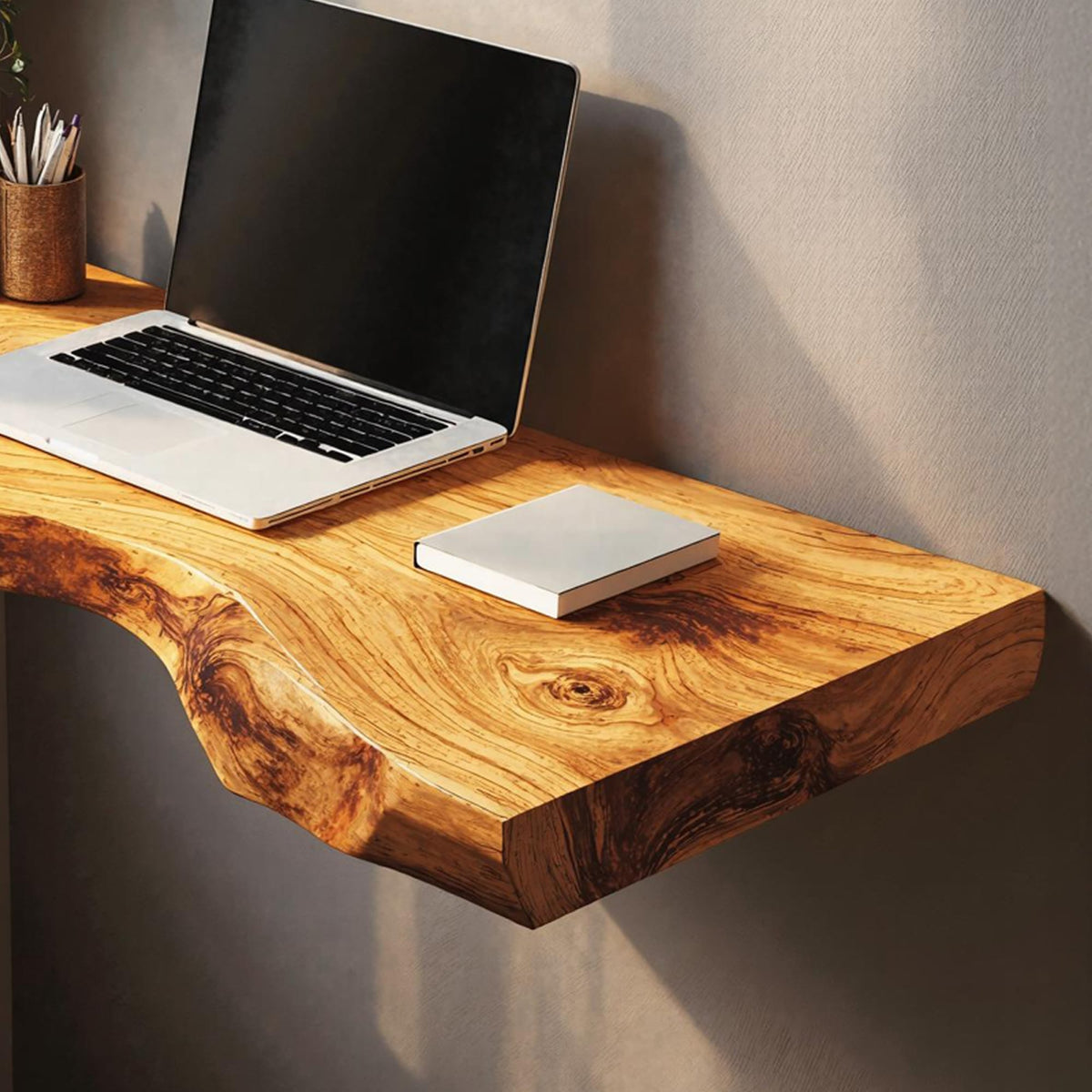 Mid Century Solid Floating Desk, solid wood, built to order