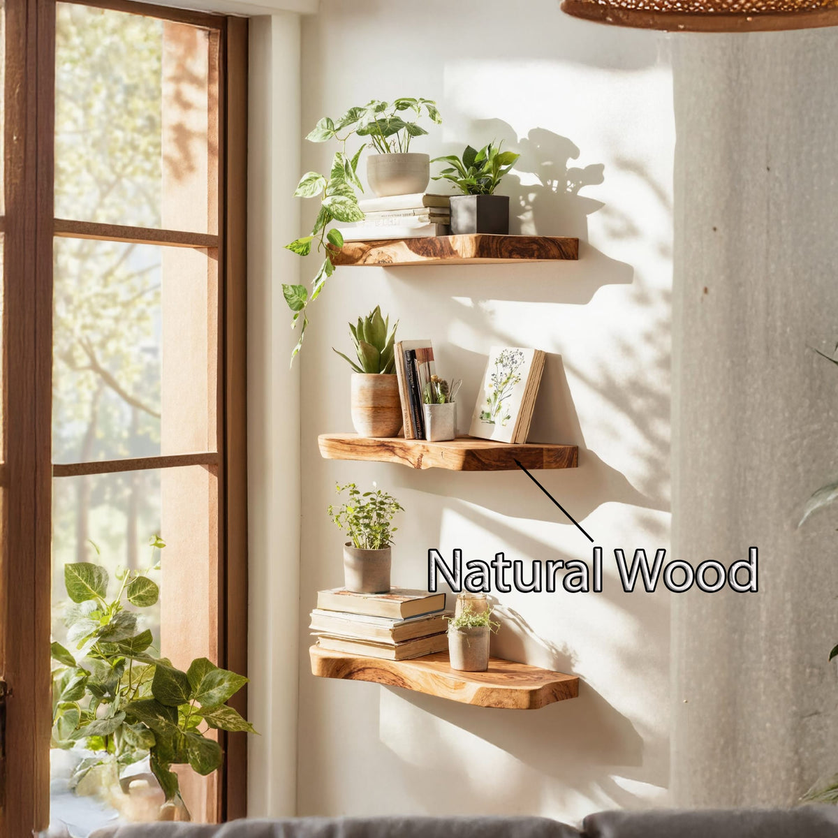 Live Edge Mounted Storage Floating Shelf