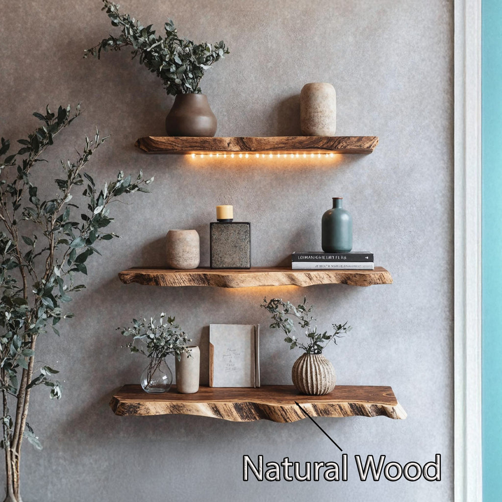 Live Edge Solid Storage Floating Shelf