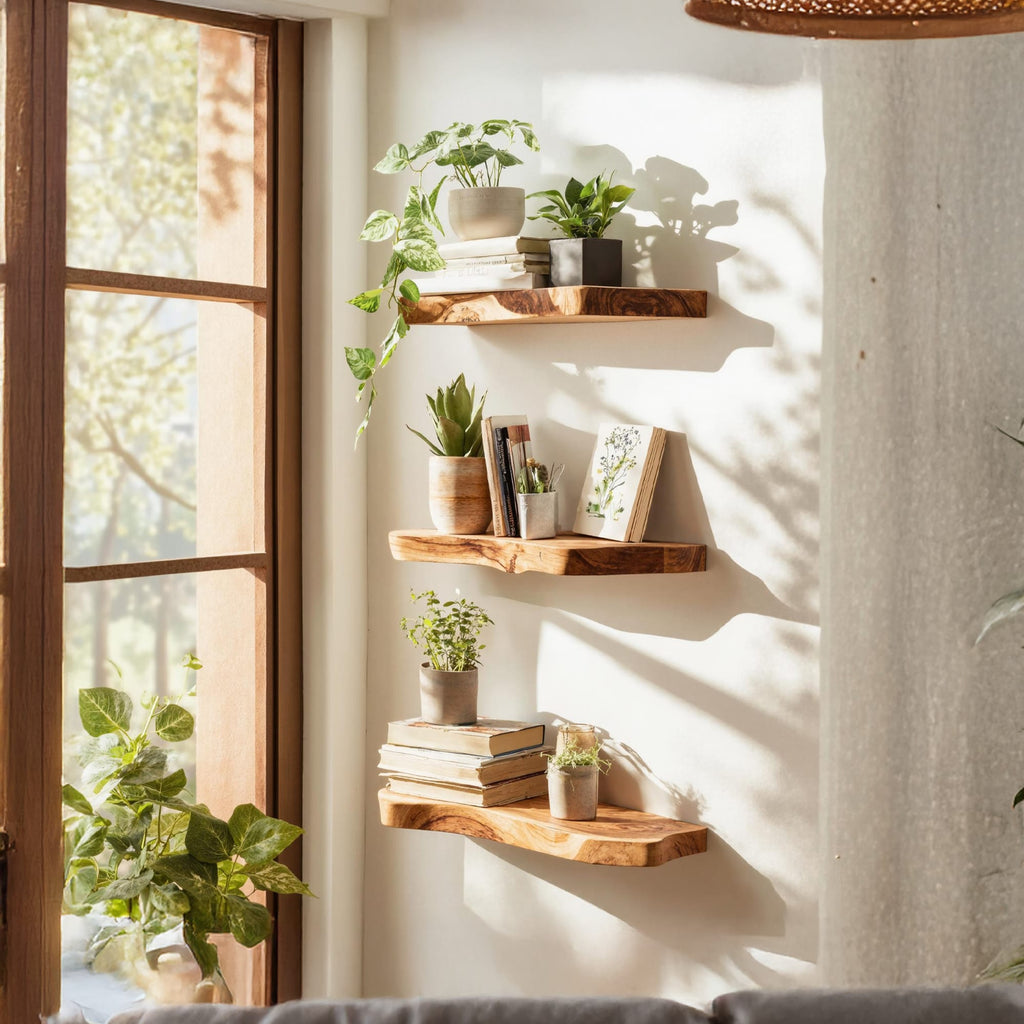 Live Edge Mounted Storage Floating Shelf