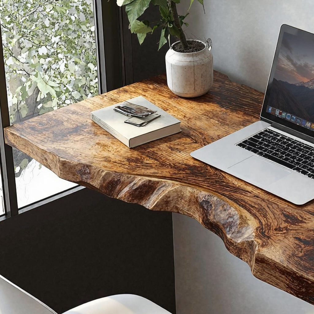 Mid Century Solid Floating Desk, solid wood, built to order
