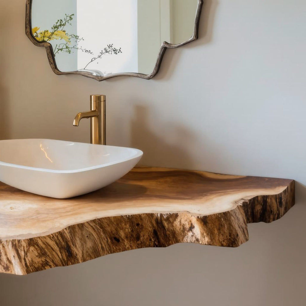 Handcrafted Bathroom Floating Shelf with Finish, solid wood, built to order