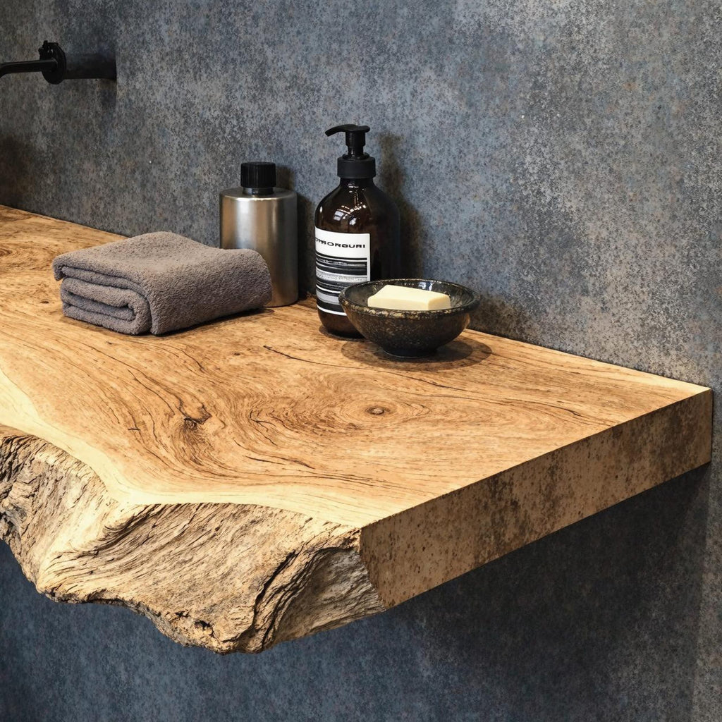 Bathroom Vanity Floating Shelf with Elegant Wooden Finish, solid wood, built to order