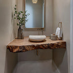 Mid Century Solid Vanity Bathroom Remodel, solid wood, built to order