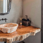 Compact Rustic Bathroom Floating Shelf with Stylish Design, solid wood, built to order