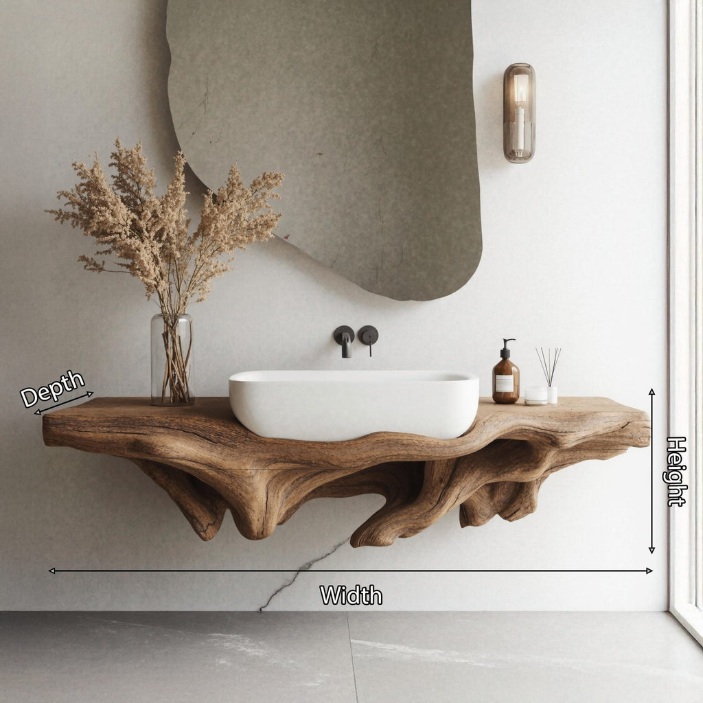 Farmhouse Bathroom Shelf Wall Mount for Storage, solid wood, built to order