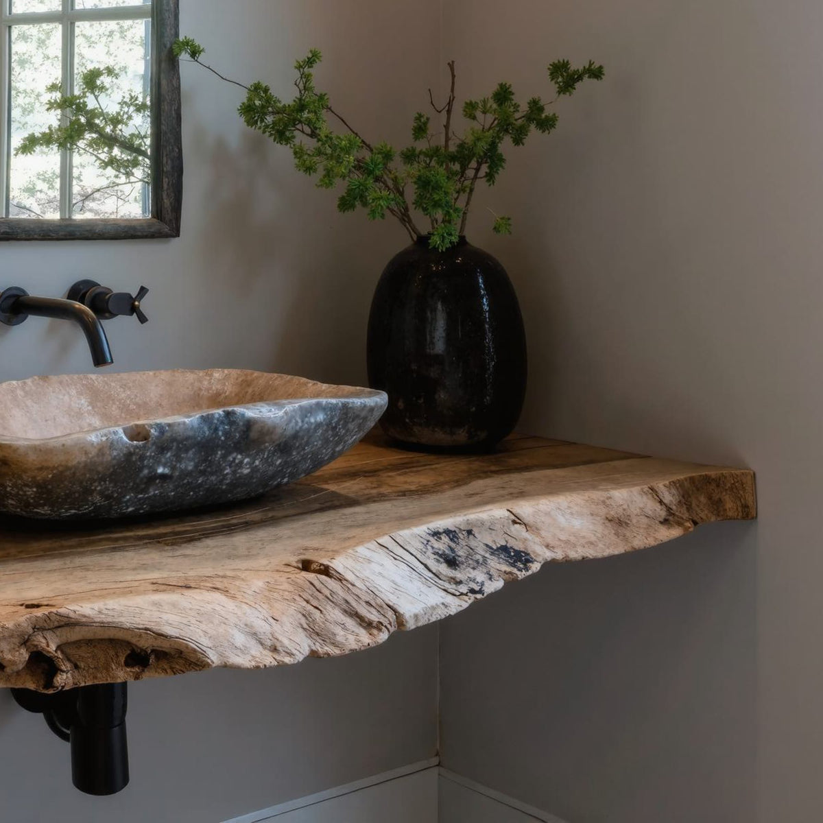 Farmhouse Bathroom Vanity Floating Shelf, solid wood, built to order