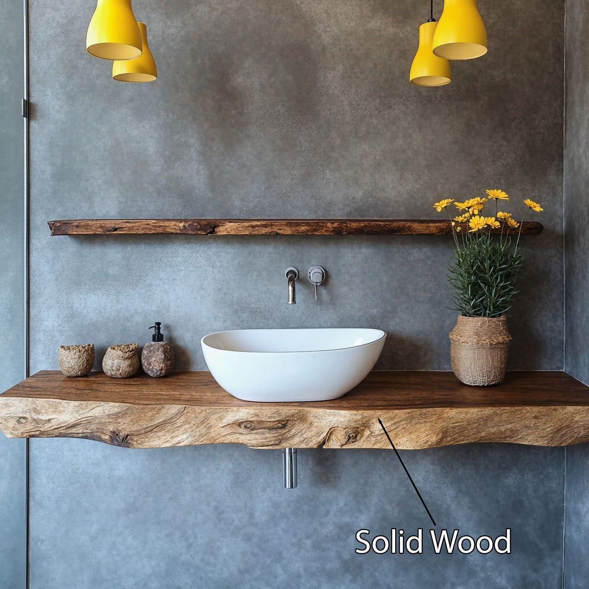 Handcrafted Vanity Bespoke Bathroom Piece, solid wood, built to order