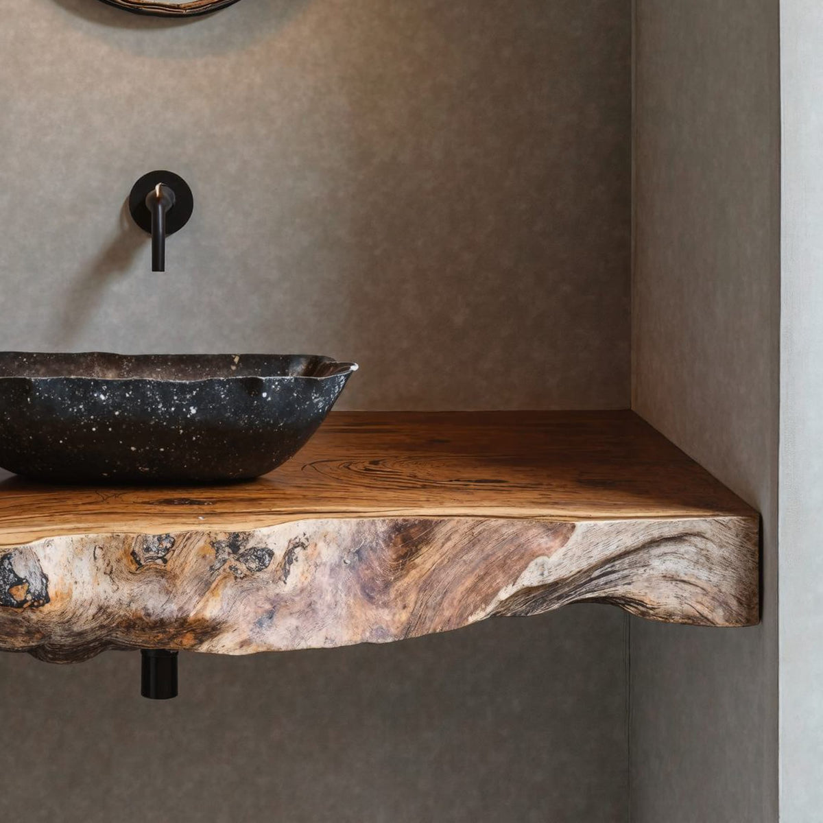 Custom Bathroom Floating Shelf for Rustic Vanity Styles, solid wood, built to order