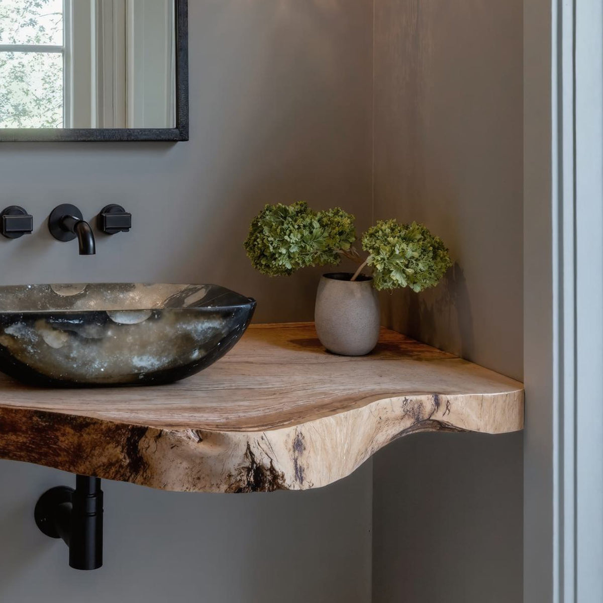 Custom Rustic Floating Bathroom Vanity Shelf with Charm, solid wood, built to order