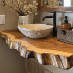 Floating Edge Bathroom Shelf, solid wood, built to order
